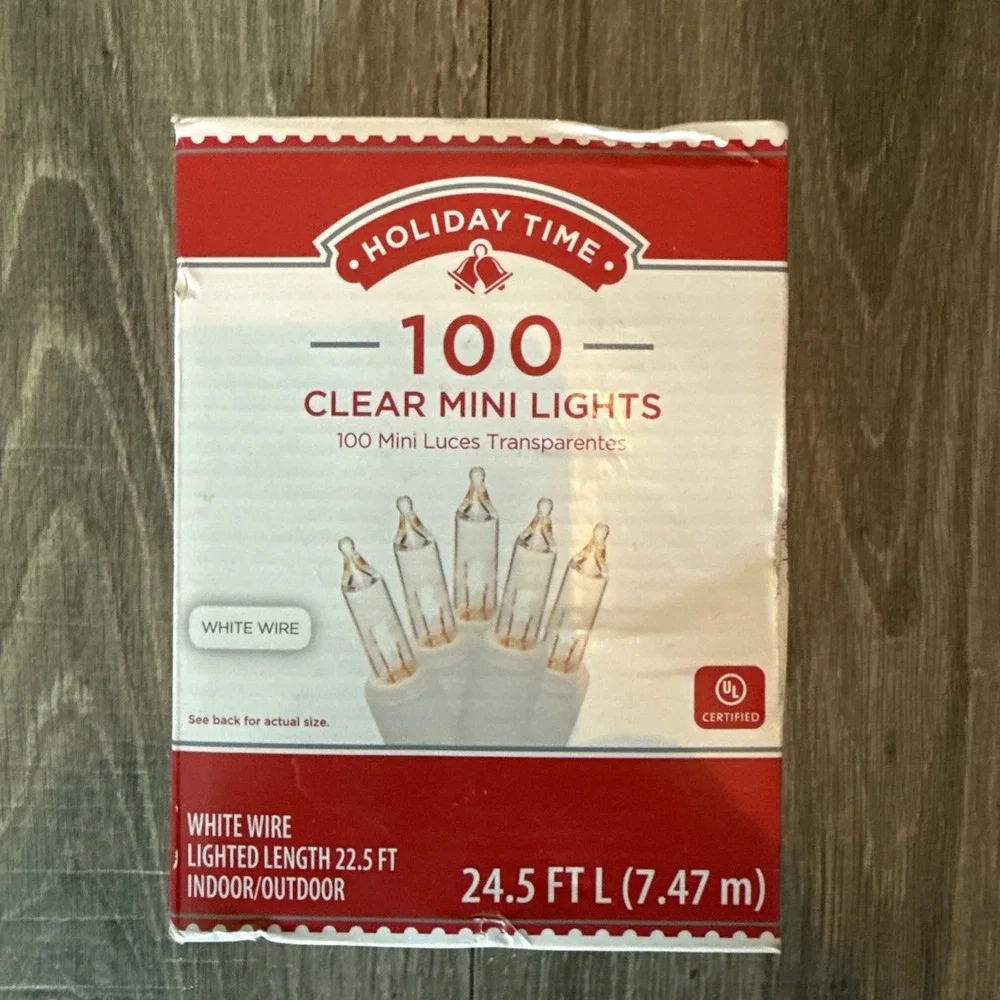 Holiday Time 100 NIB White Mini Lights with White Wire 24.5 Feet Indoor/Outdoor